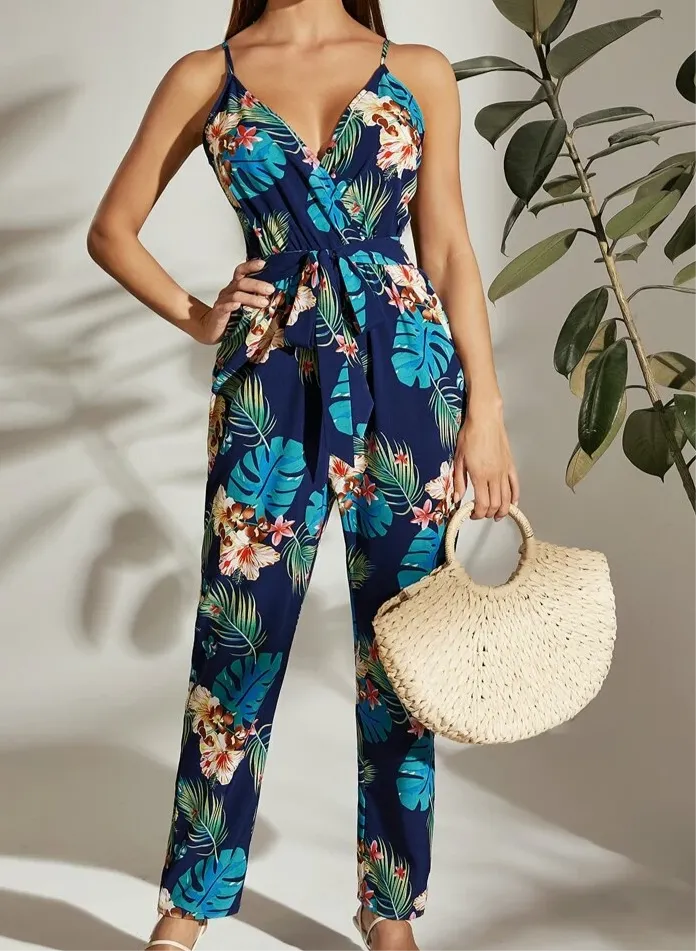 Colonnata Tropical Jumpsuit (Blue)