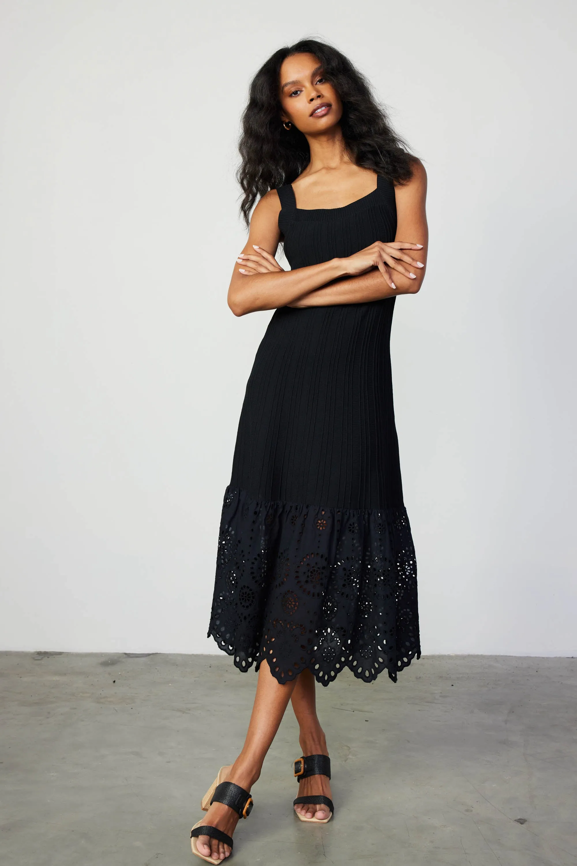 Contrast Lace Knit Dress