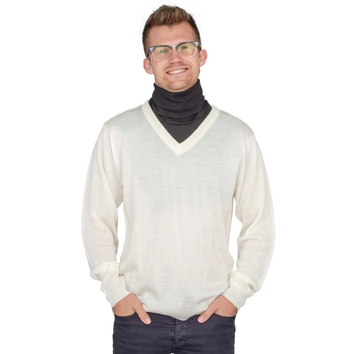 Crazy Cousin Eddie V-Neck Sweater with Black Dickey