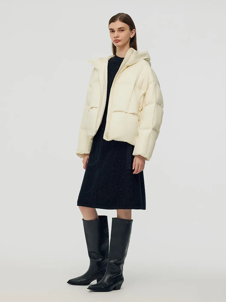 Cropped Hooded Goose Down Jacket