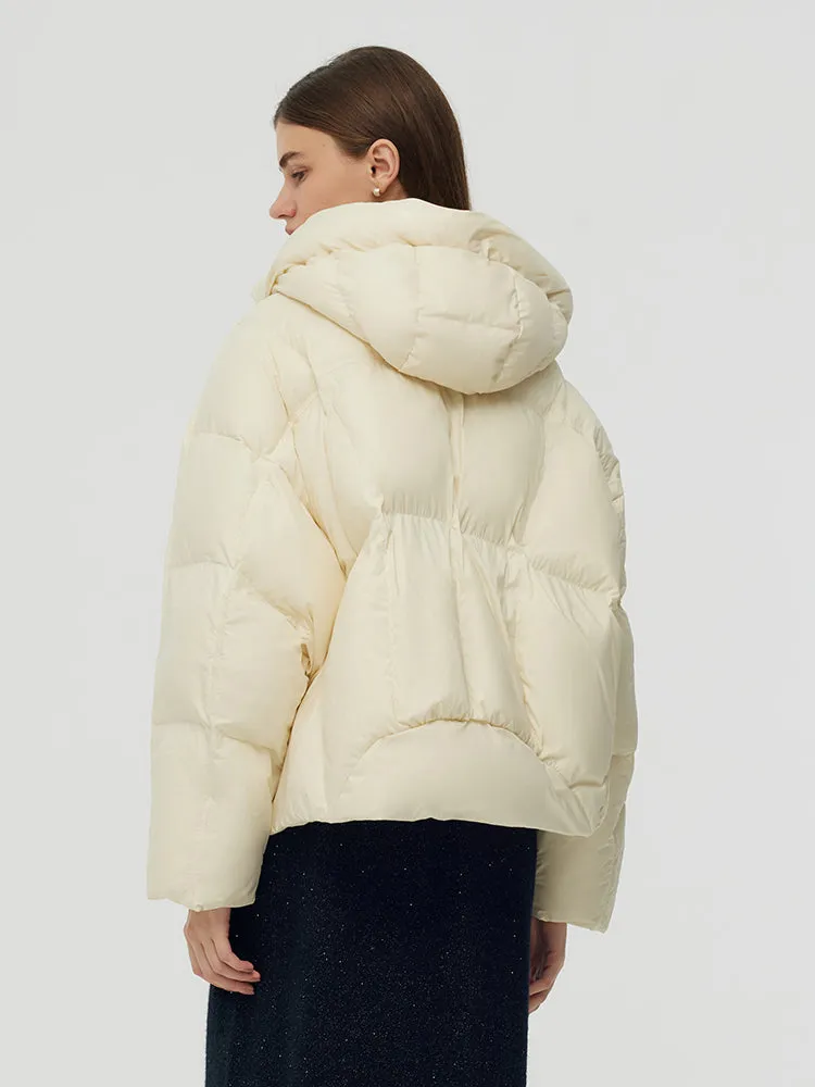 Cropped Hooded Goose Down Jacket