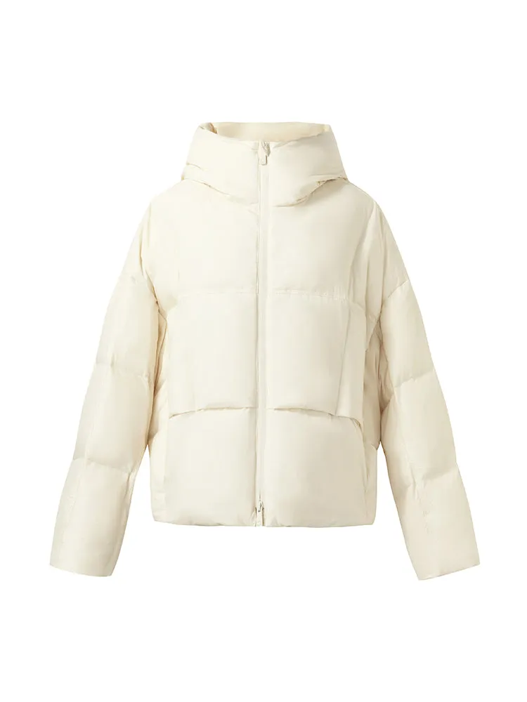 Cropped Hooded Goose Down Jacket