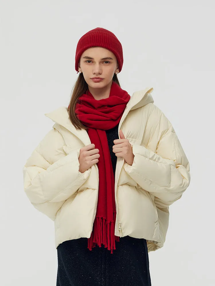 Cropped Hooded Goose Down Jacket