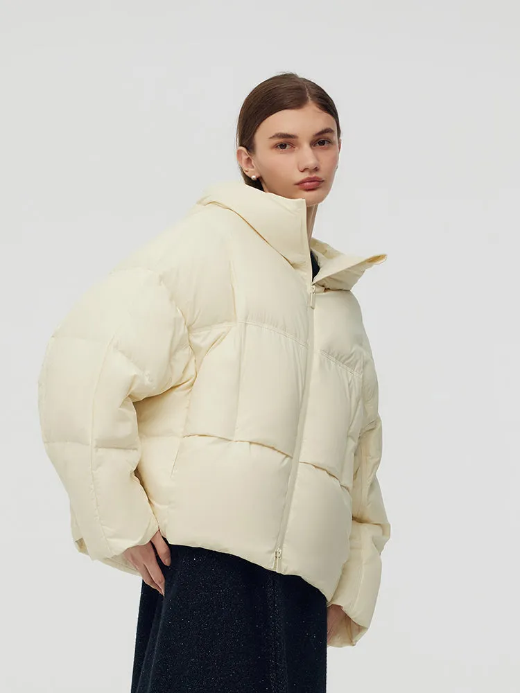 Cropped Hooded Goose Down Jacket