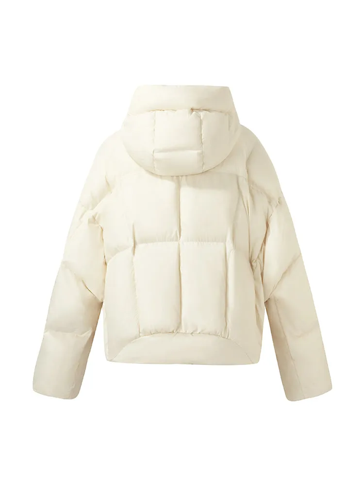 Cropped Hooded Goose Down Jacket