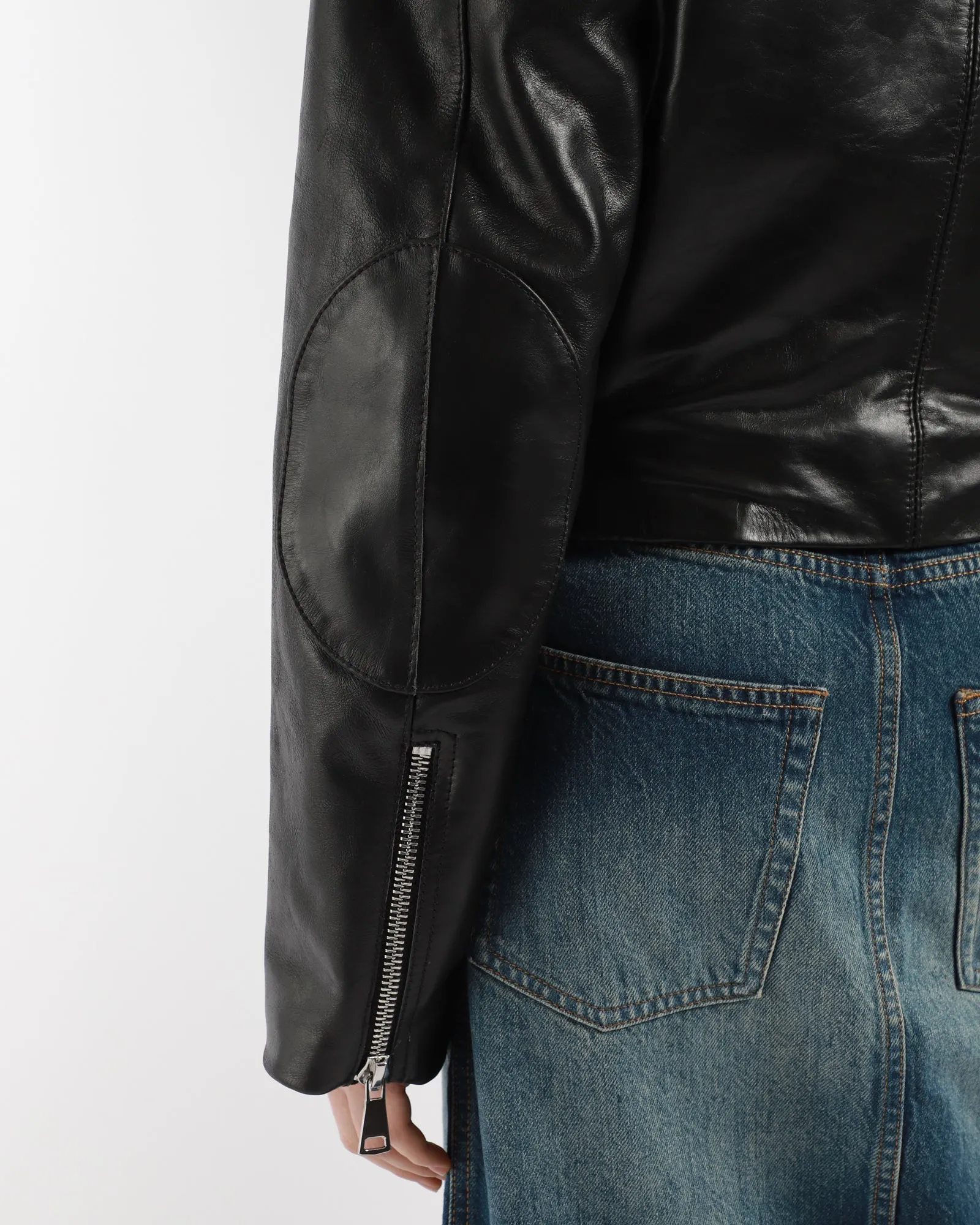 Cropped Leather Biker Jacket