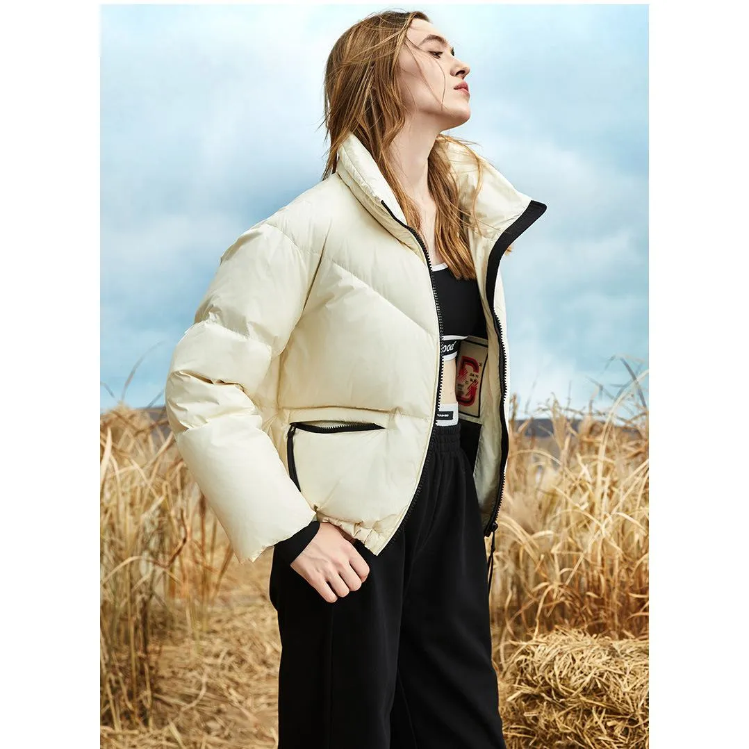 Cropped Stand-Up Collar Down Jacket