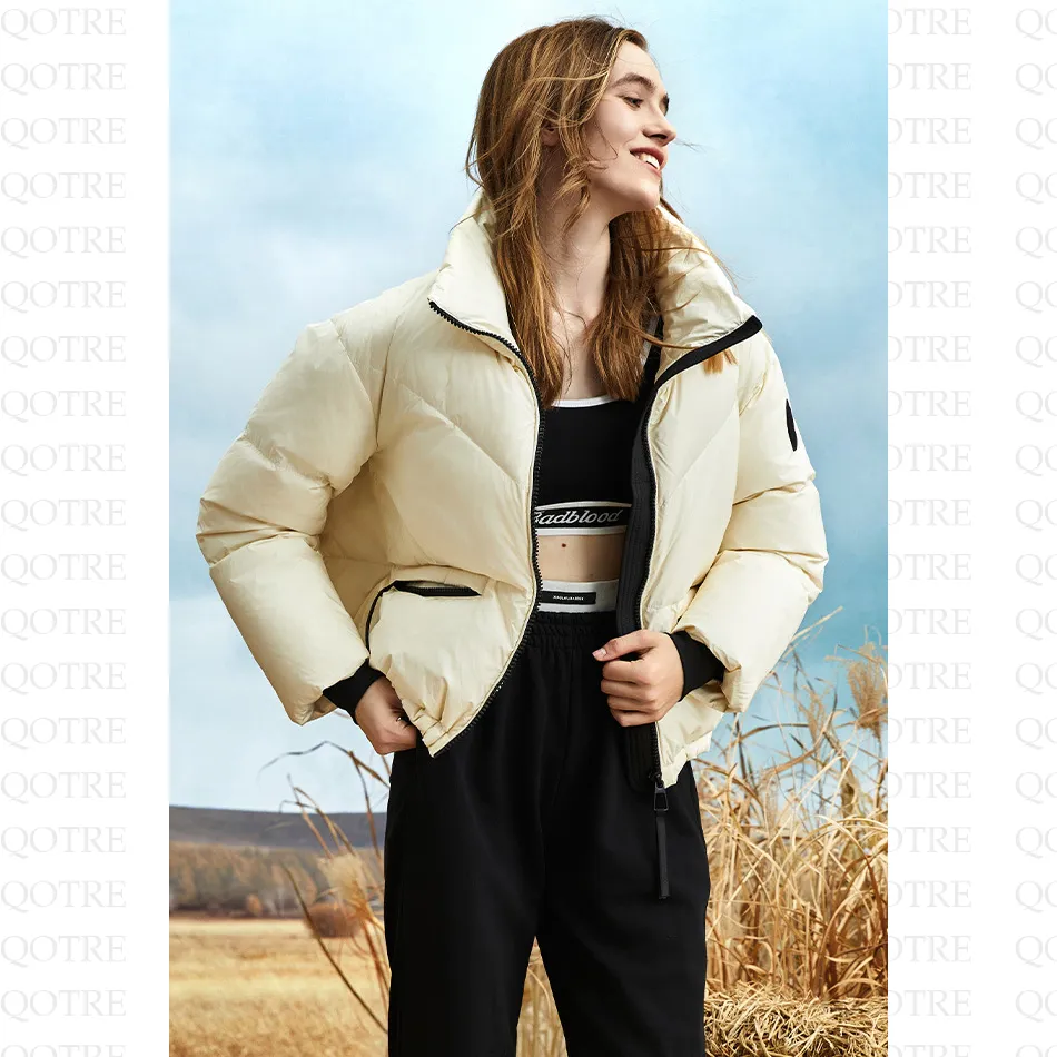 Cropped Stand-Up Collar Down Jacket