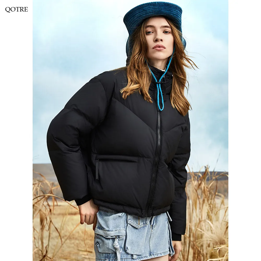 Cropped Stand-Up Collar Down Jacket