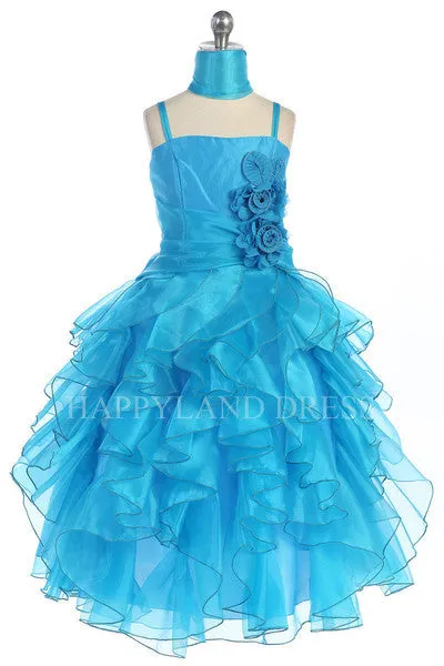 D3299 Organza Ruffle Dress (9 Diff. Colors)