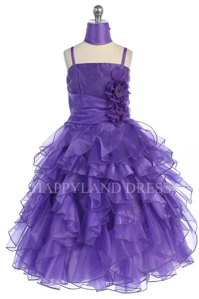 D3299 Organza Ruffle Dress (9 Diff. Colors)