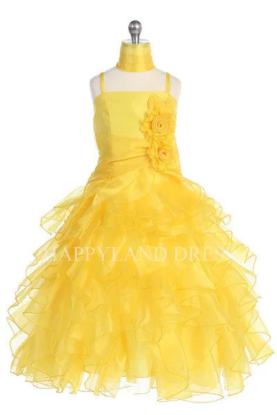 D3299 Organza Ruffle Dress (9 Diff. Colors)