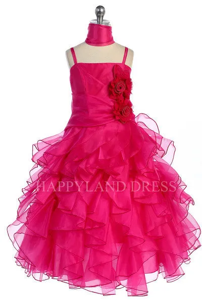 D3299 Organza Ruffle Dress (9 Diff. Colors)