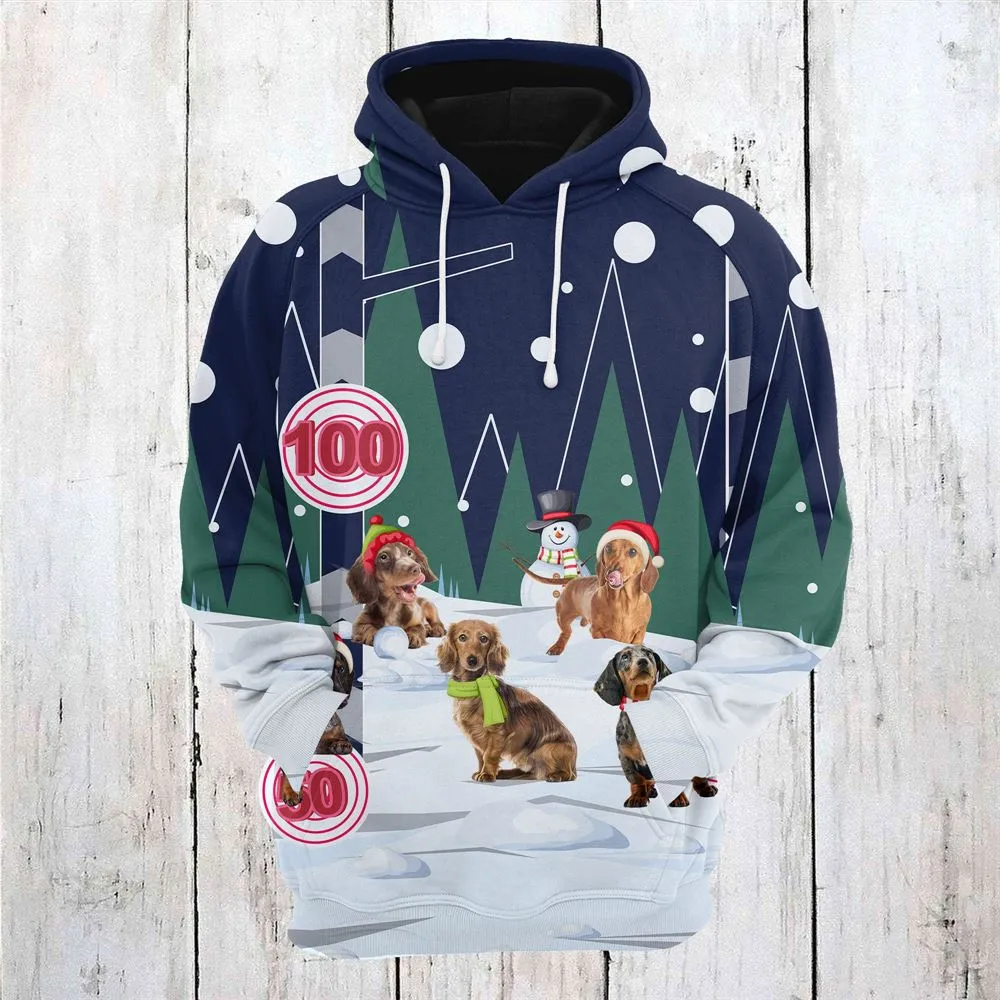 Dachshund Playing Christmas All Over Print 3D Hoodie For Men And Women, Best Gift For Dog lovers, Best Outfit Christmas