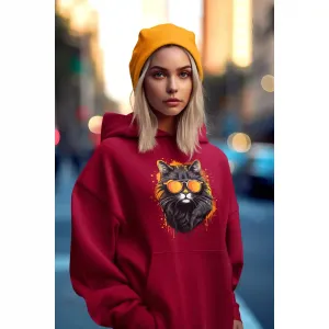 Damen Hoodie mit Katzenmotiv "Cool Cat"