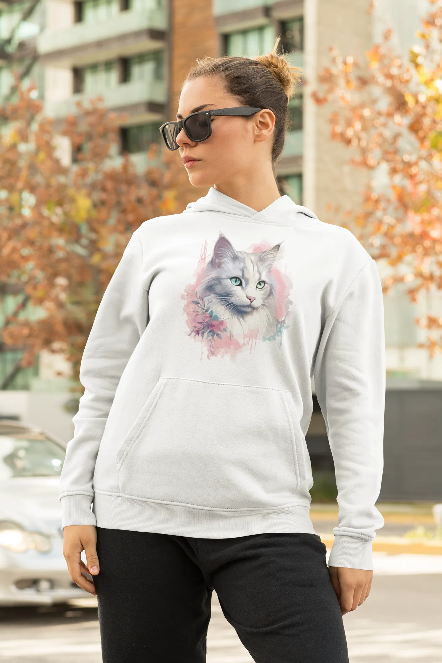 Damen Hoodie mit Katzenmotiv "Heterochromia Cat"