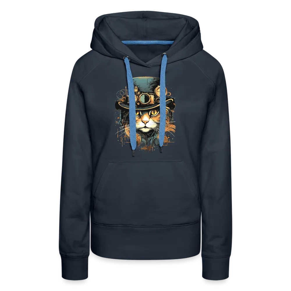 Damen Hoodie mit Katzenmotiv "Steampunk Cat"