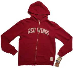 Detroit Red Wings Retro Brand Red Waffle Hoodie Zip Up Sweatshirt Jacket