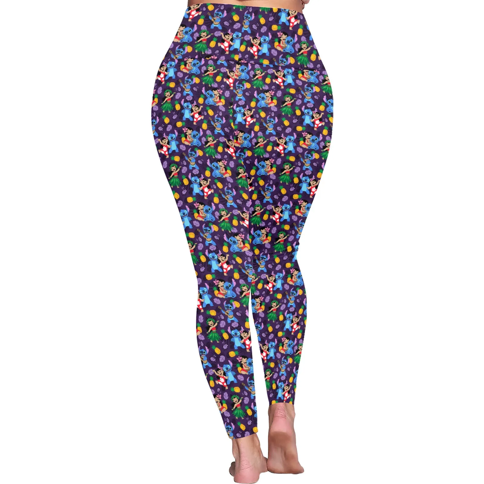 Disney Lilo And Stitch Island Friends Women's Plus Size Athletic Leggings