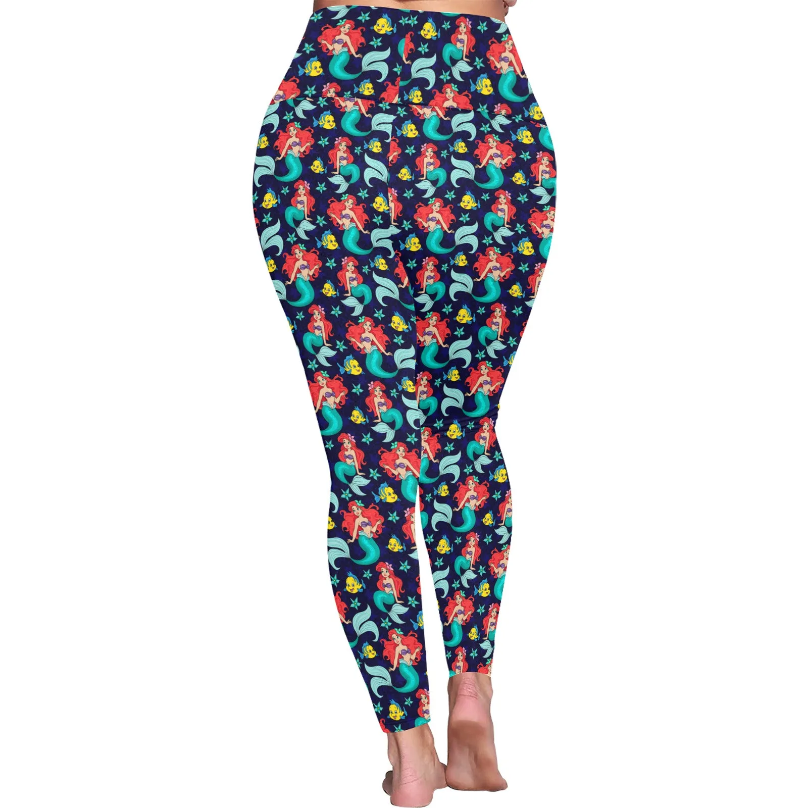 Disney Little Mermaid I Want To Be Where The People Are Women's Plus Size Athletic Leggings