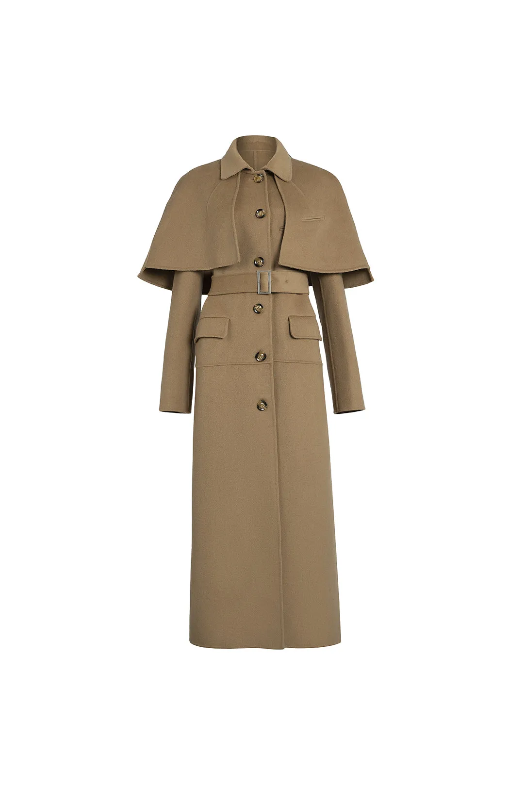 Double-sided woolen coat | Light khaki reversible coat | Banquet single-breasted coat