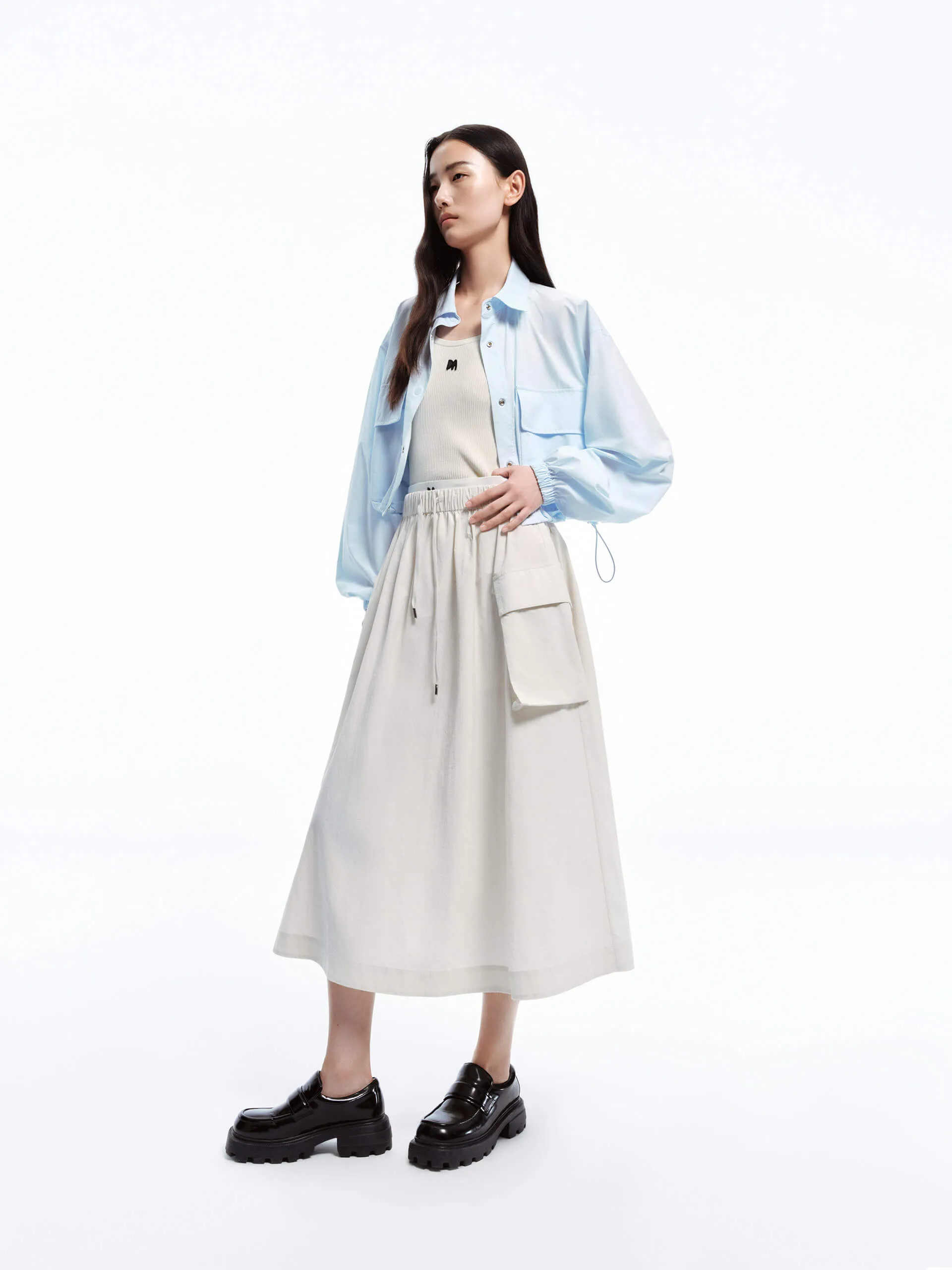 Drawstring Hem Cropped Jacket