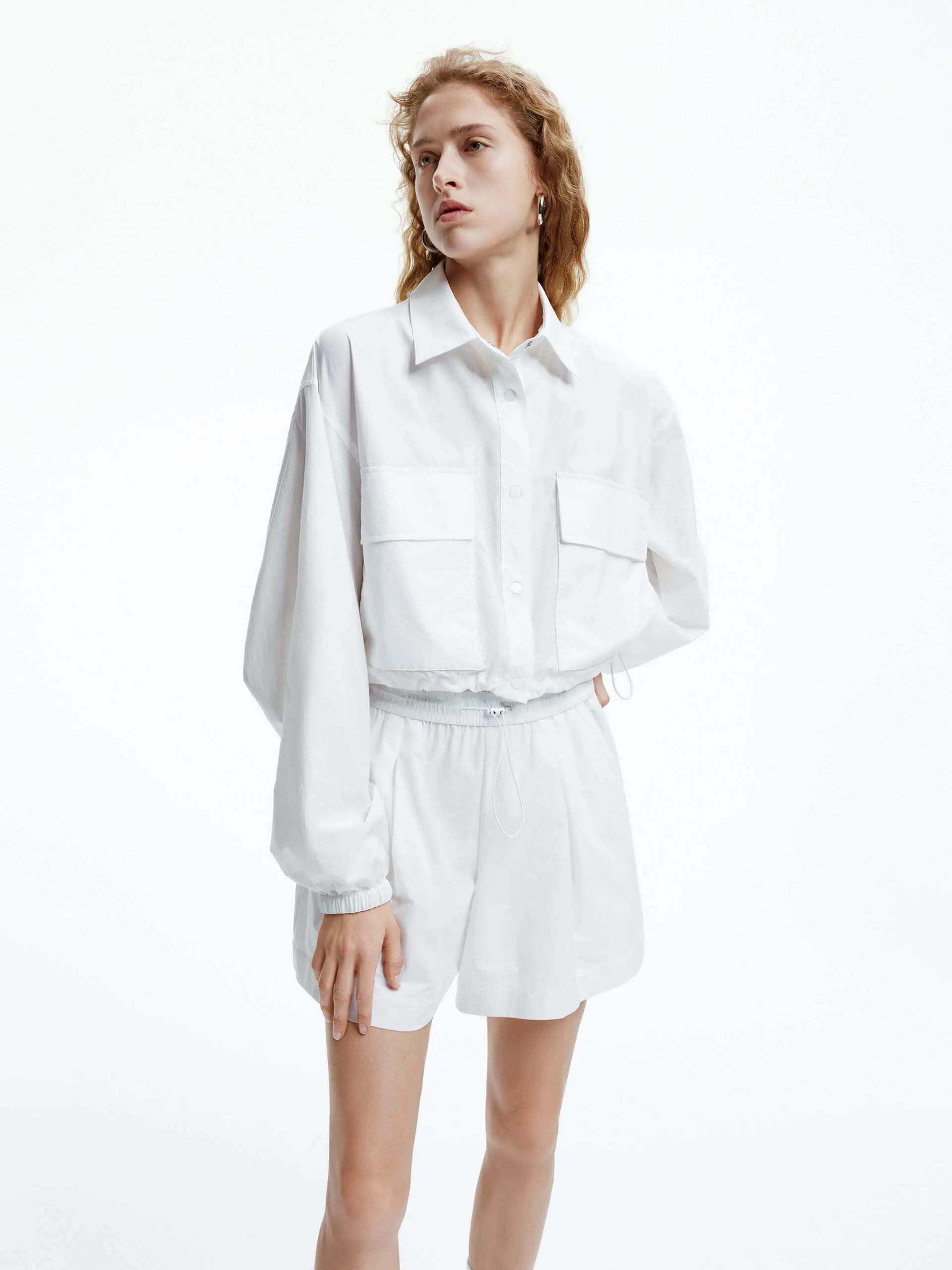 Drawstring Hem Cropped Jacket