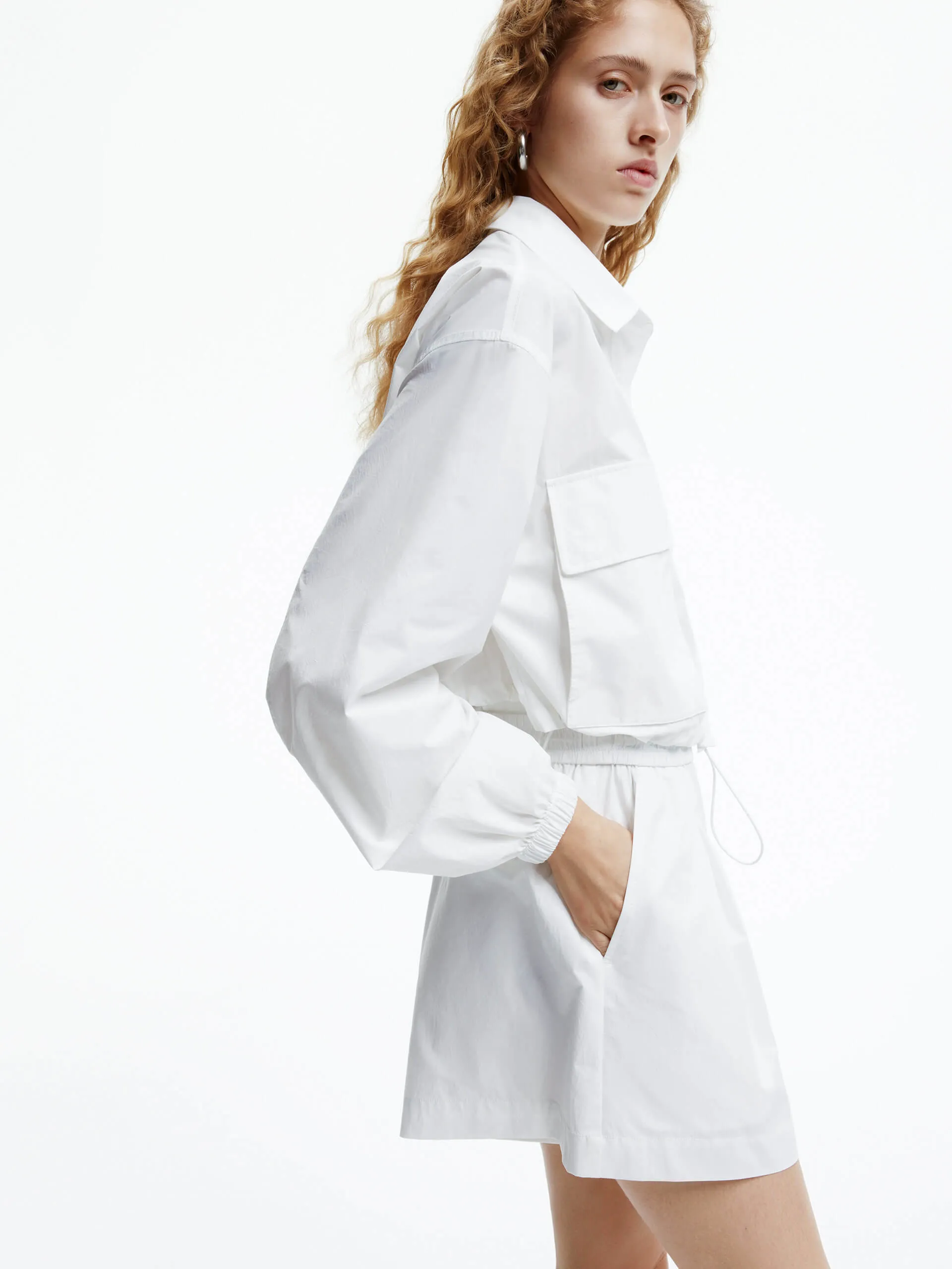 Drawstring Hem Cropped Jacket