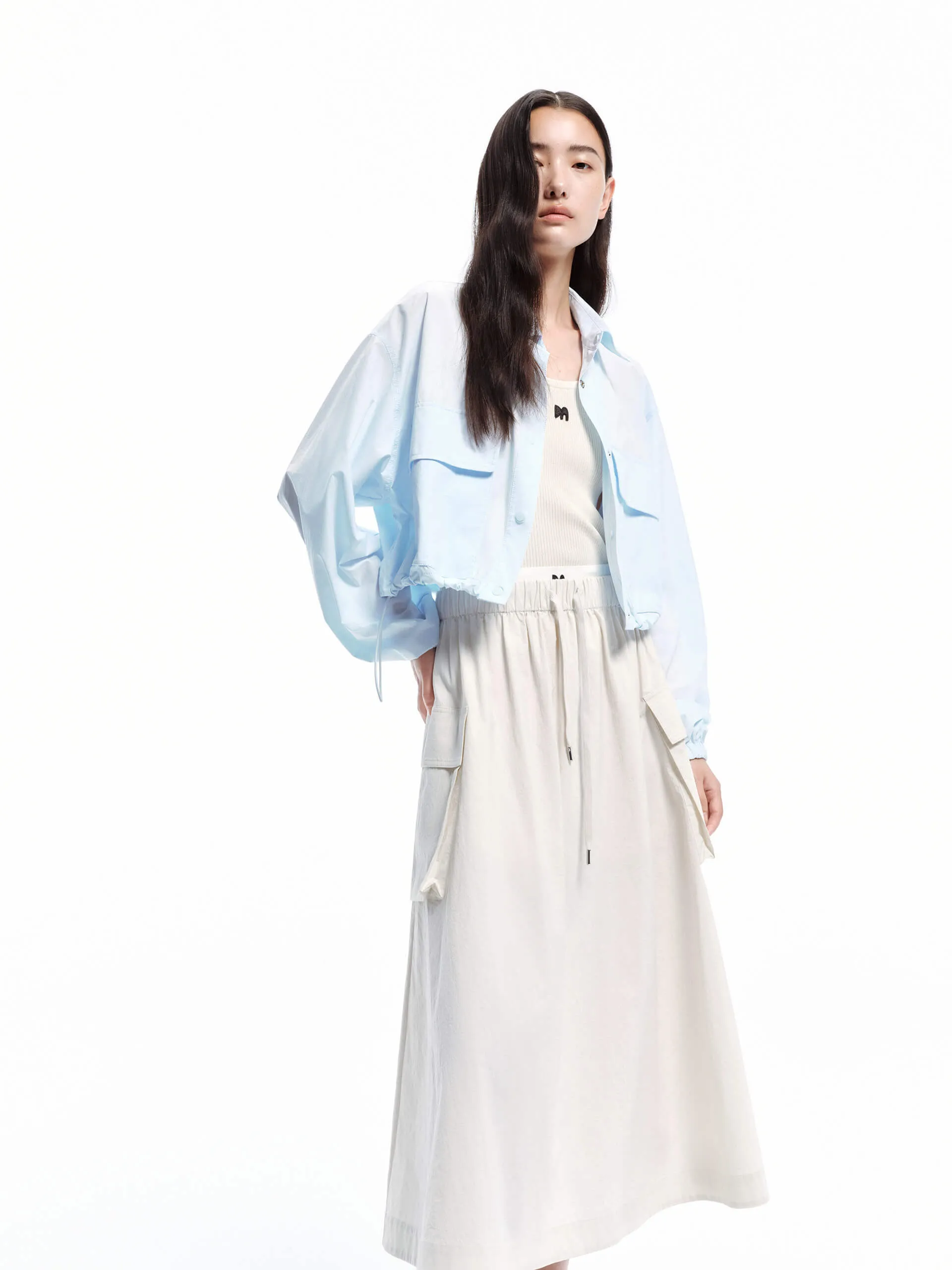 Drawstring Hem Cropped Jacket