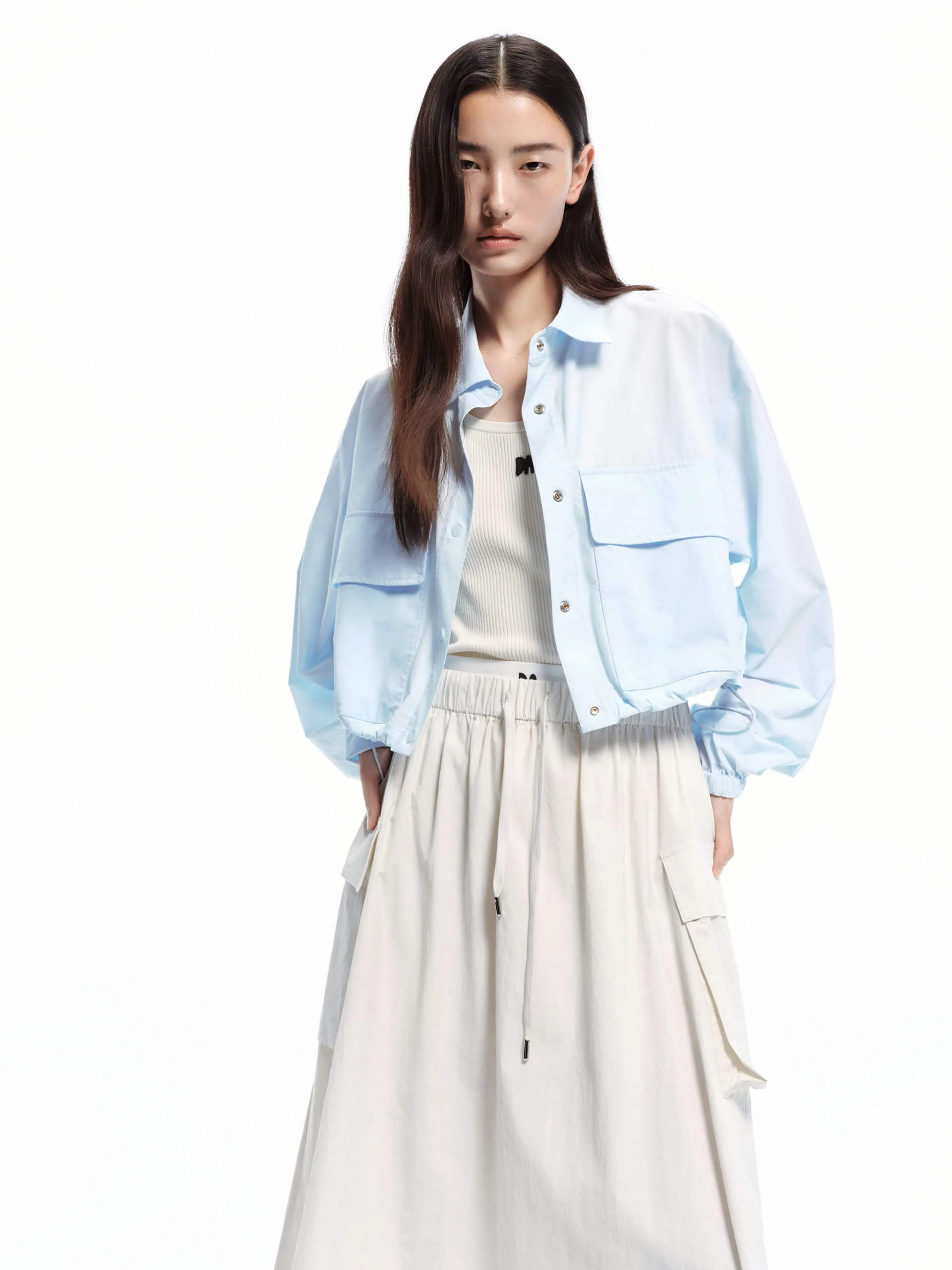 Drawstring Hem Cropped Jacket