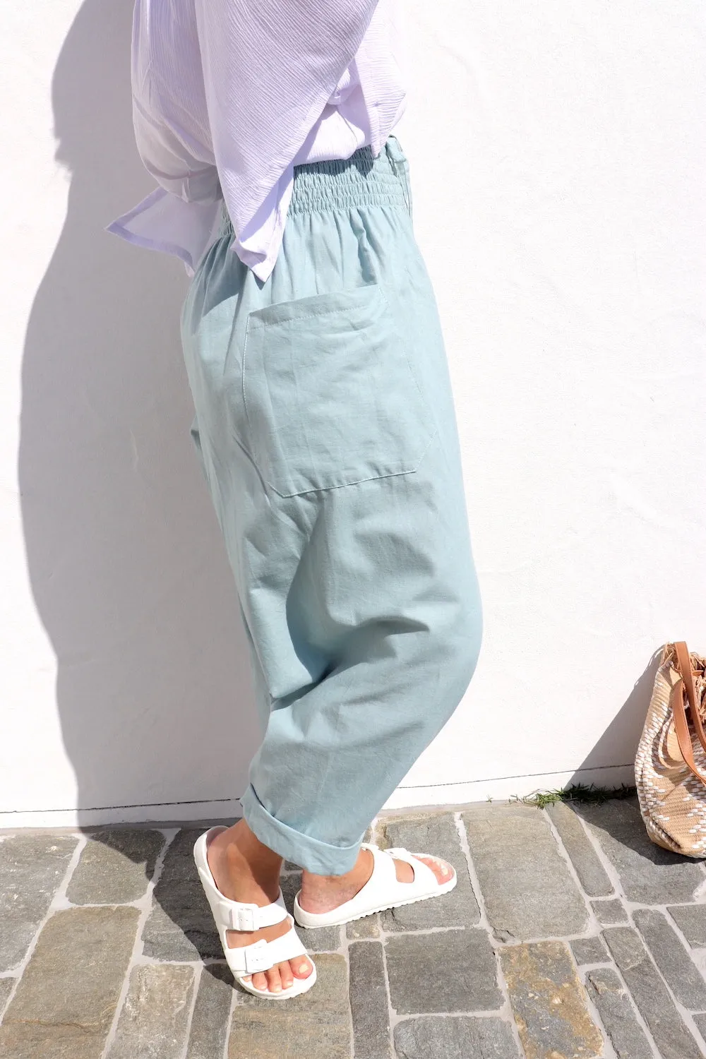 Dream Pant in LUX Cotton Plain Sage/Teal