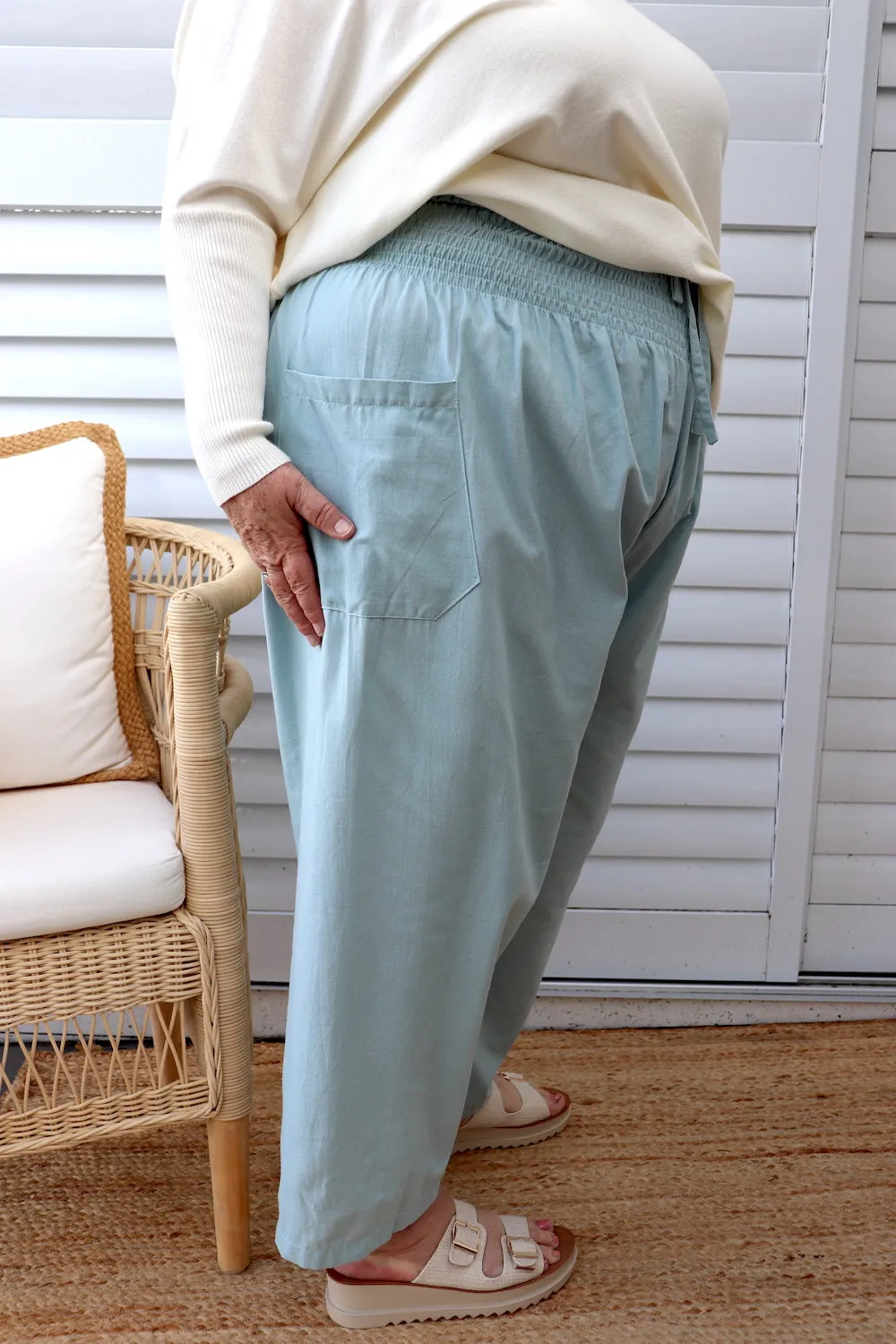 Dream Pant in LUX Cotton Plain Sage/Teal