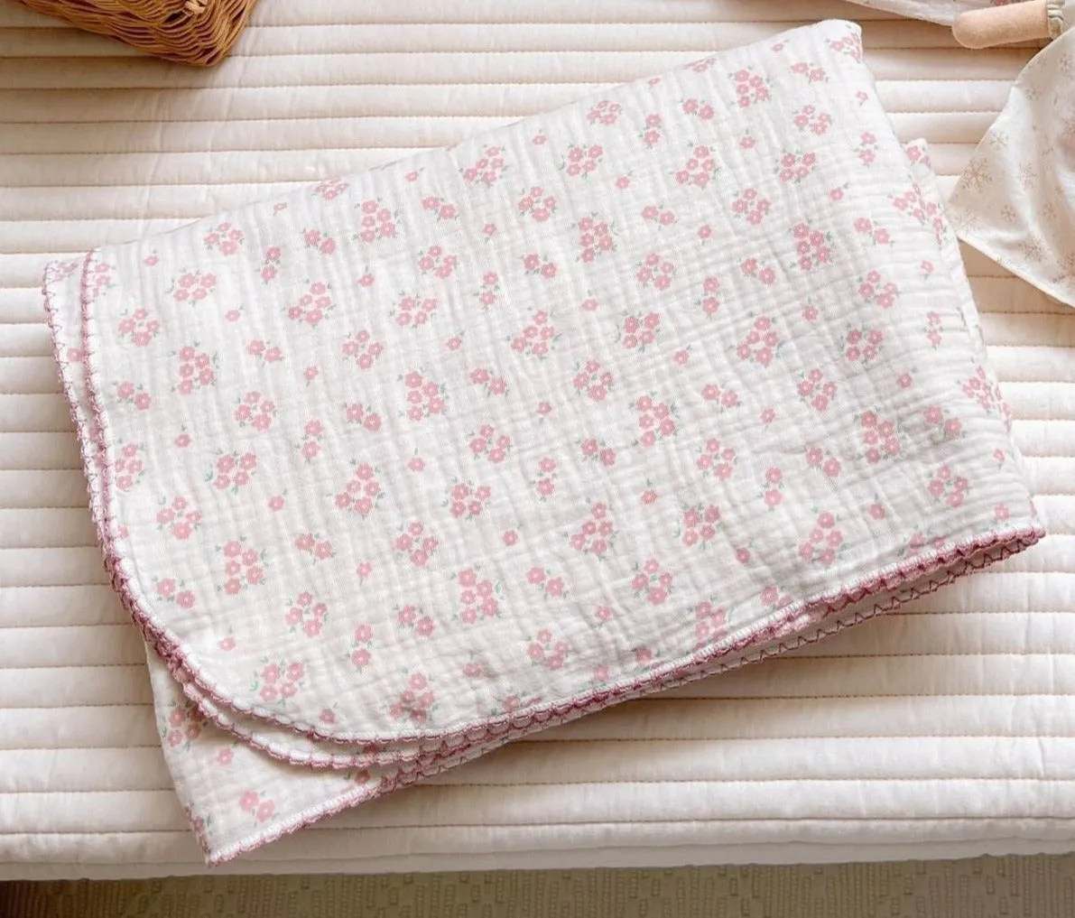 Earthy Cotton Blanket with Delicate Trim (25 designs)