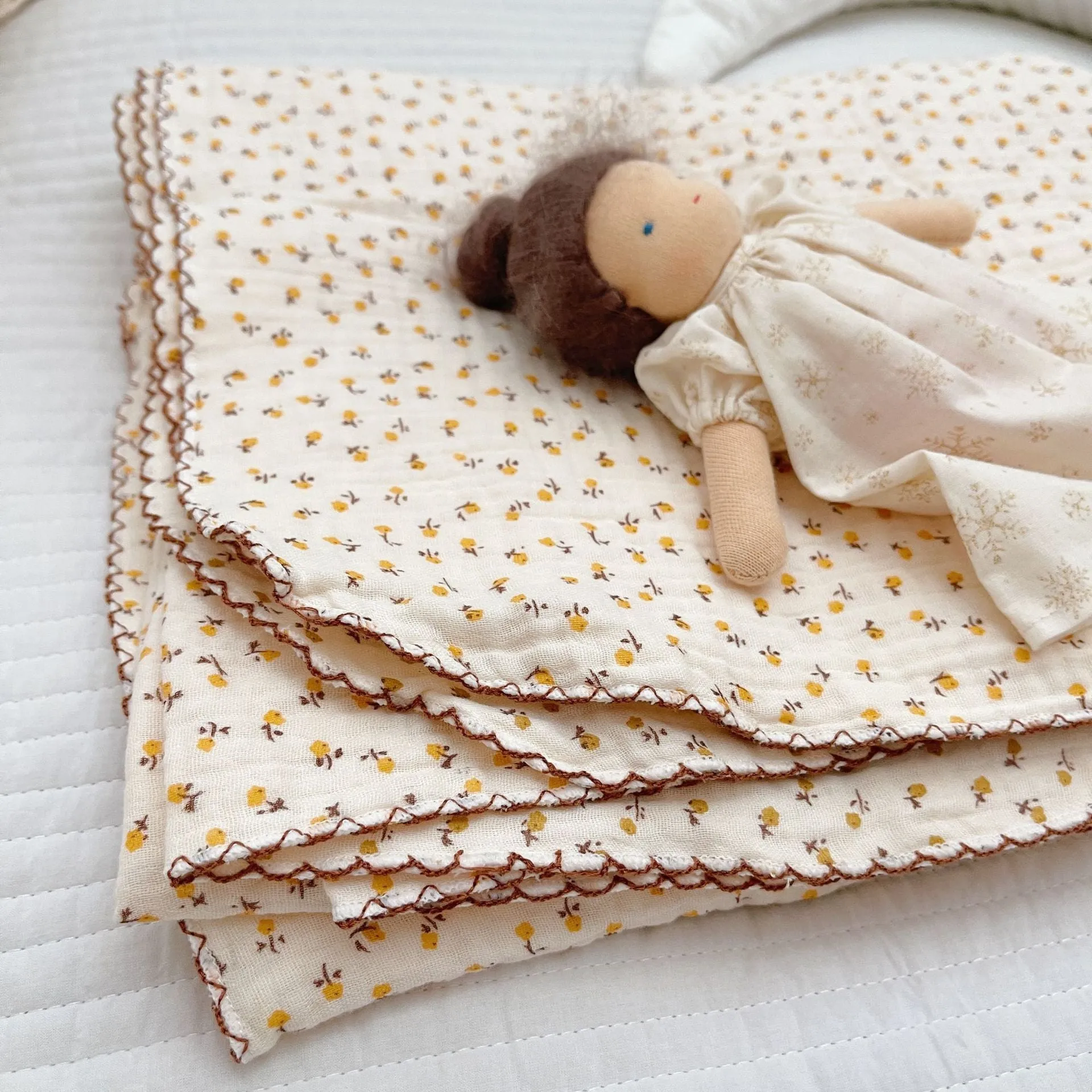 Earthy Cotton Blanket with Delicate Trim (25 designs)