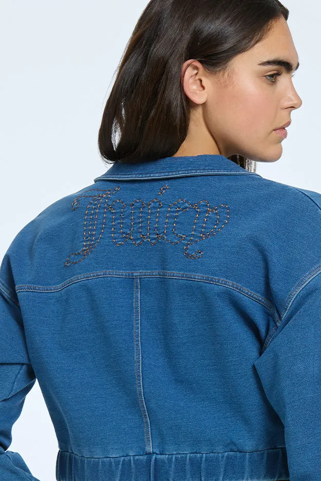 Embroidered Knit Denim Jacket