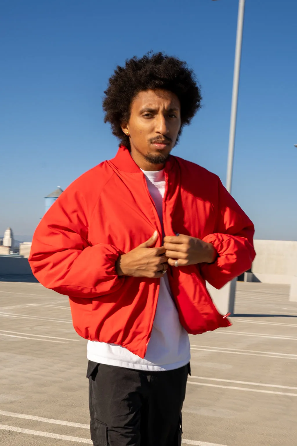 EPTM CAPITAL CROPPED BOMBER-RED