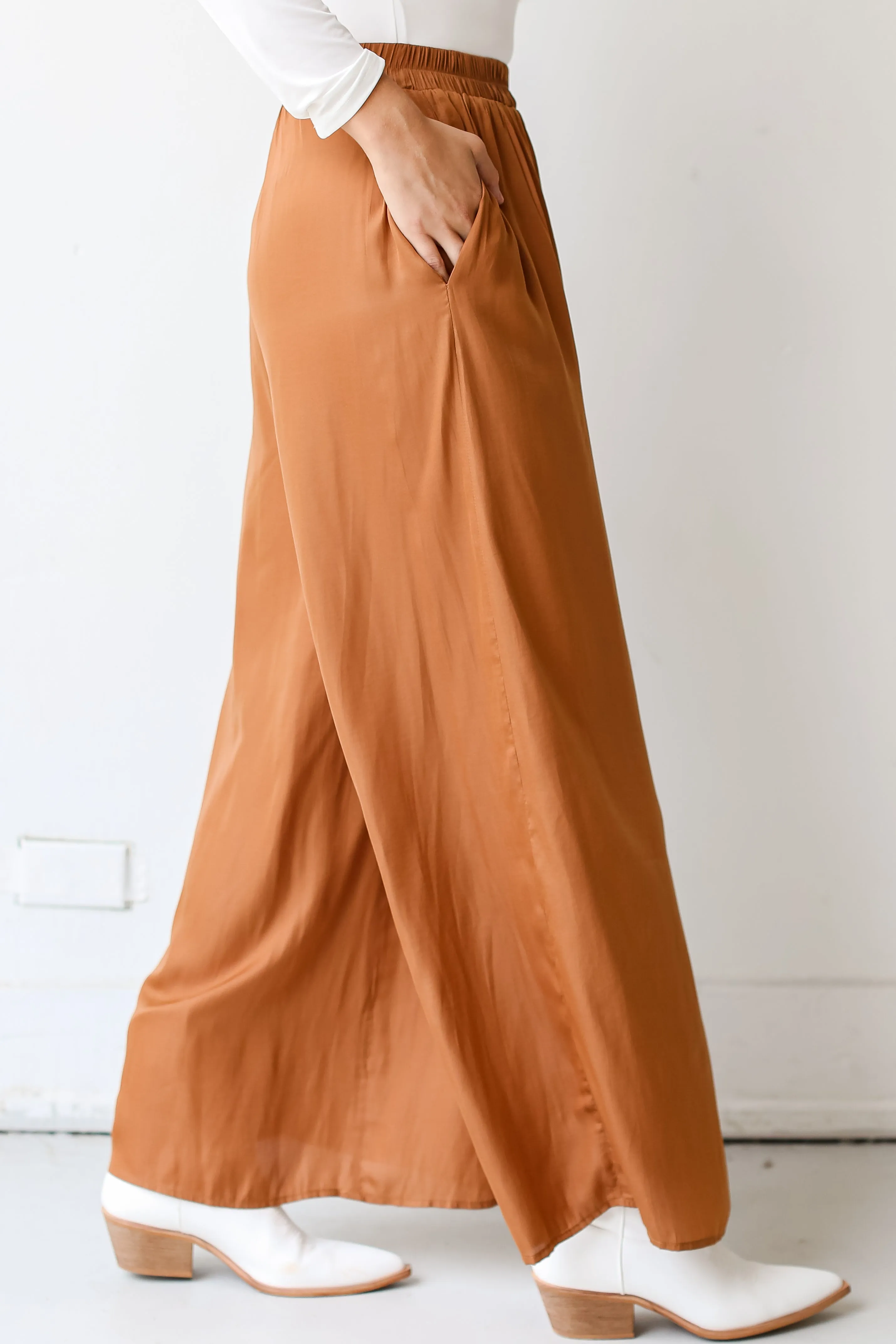 FINAL SALE - Chic Influence Satin Wide Leg Pants