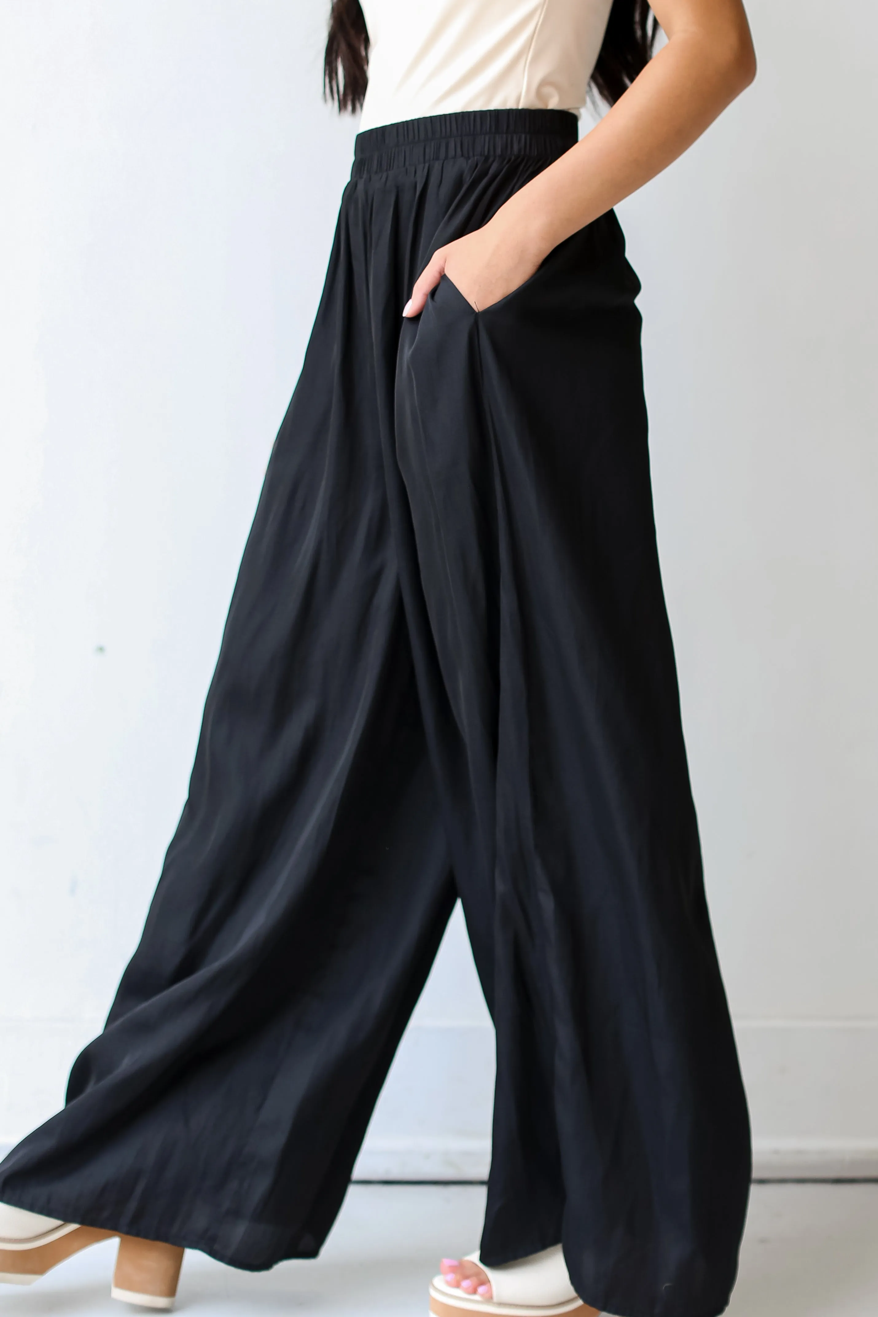 FINAL SALE - Chic Influence Satin Wide Leg Pants