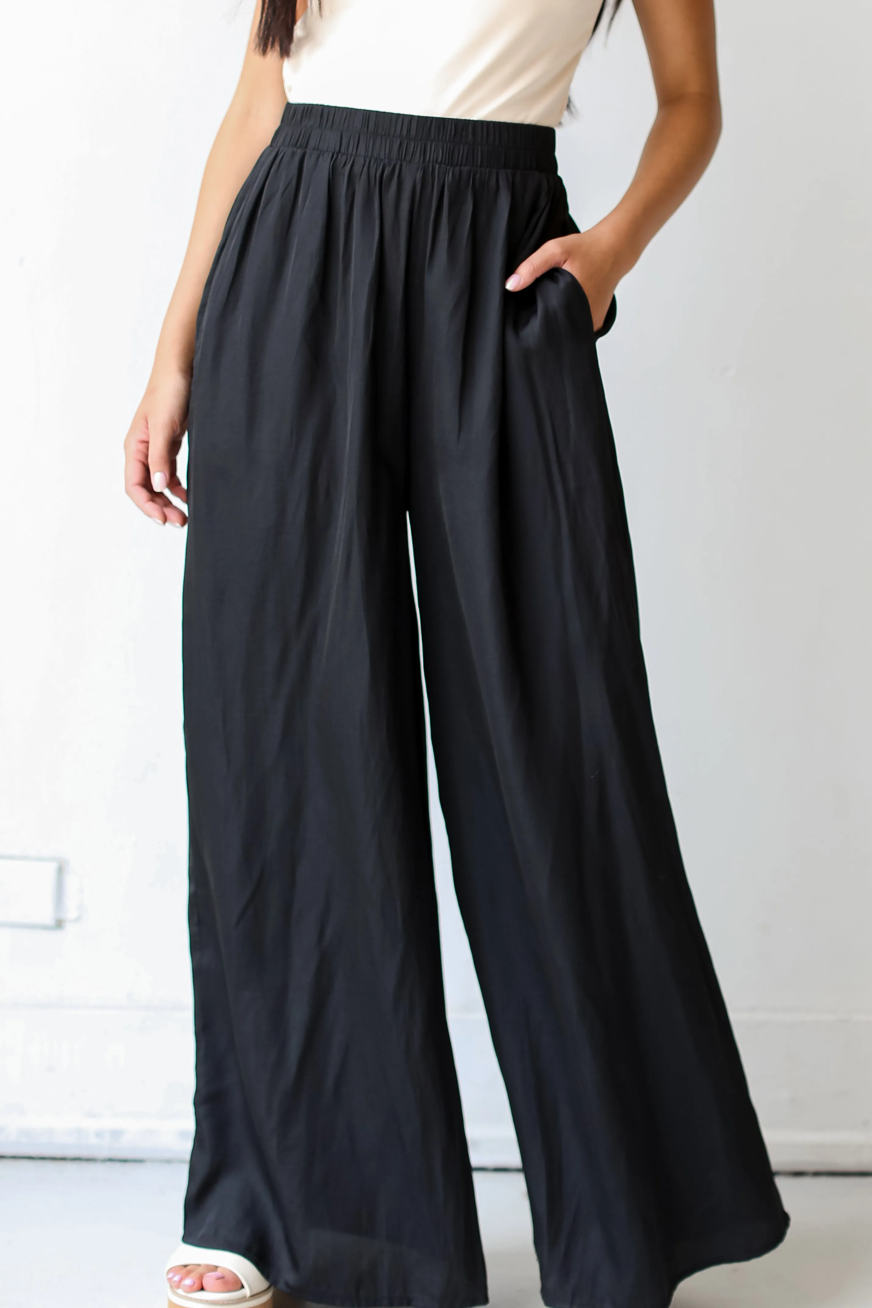 FINAL SALE - Chic Influence Satin Wide Leg Pants