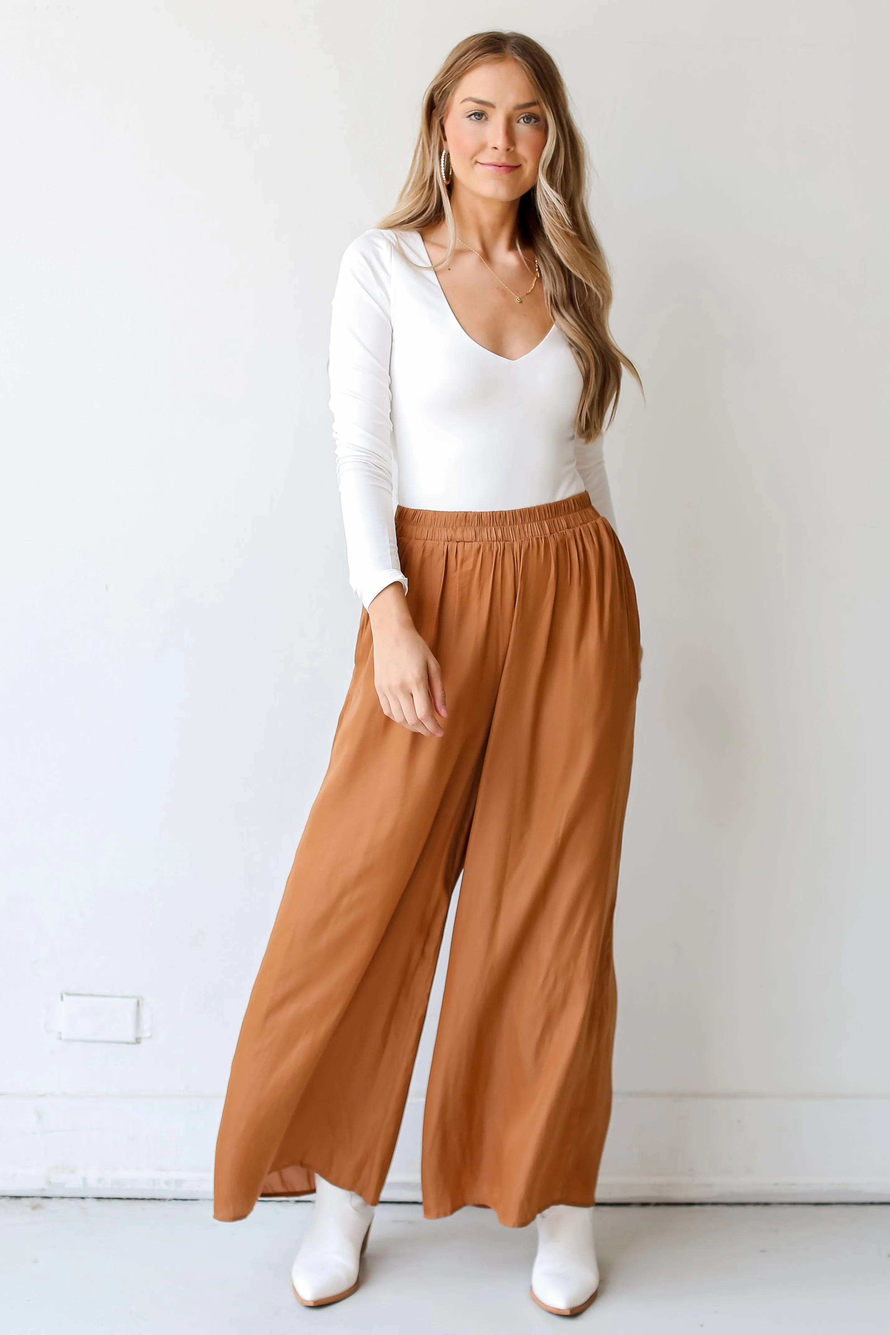 FINAL SALE - Chic Influence Satin Wide Leg Pants