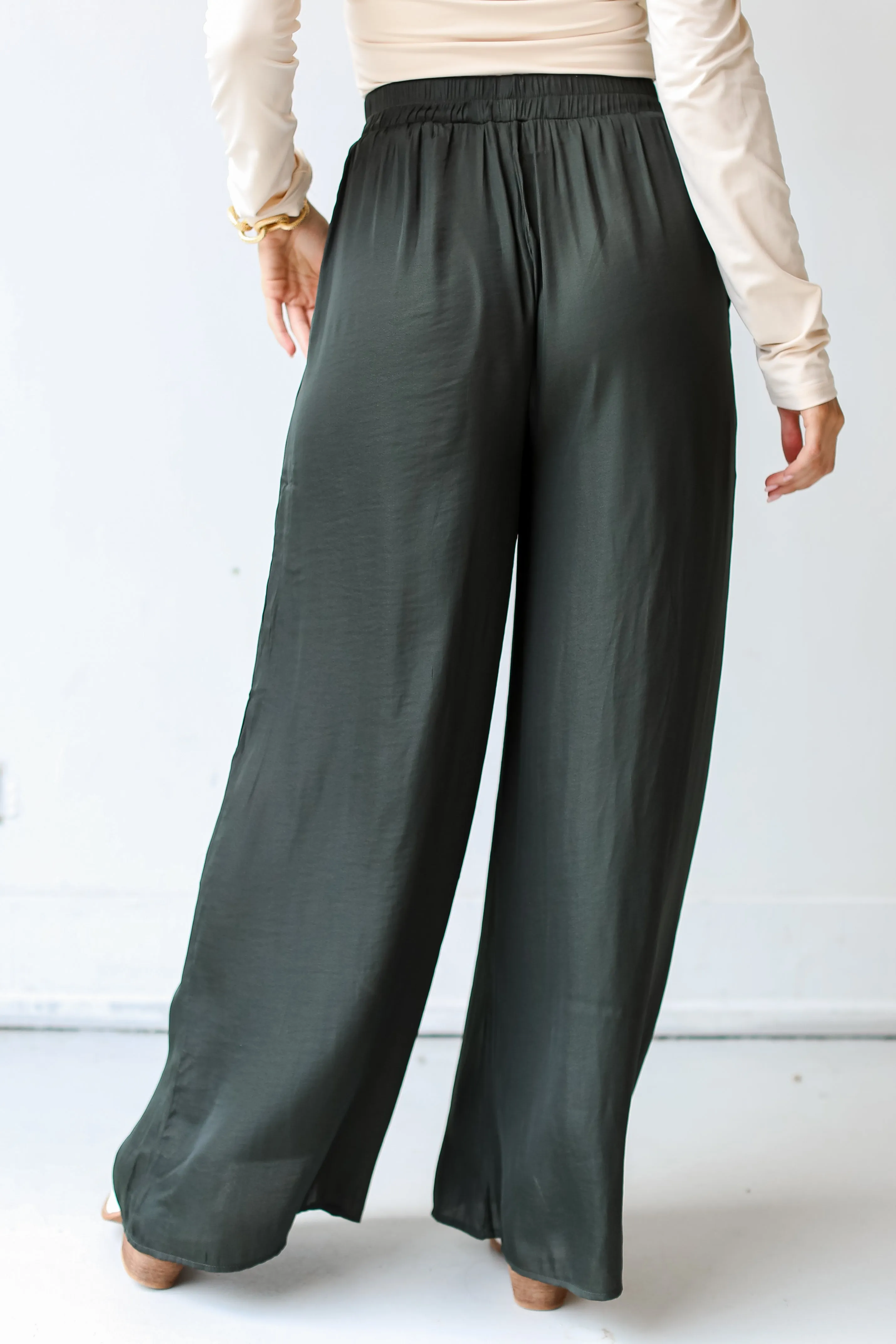 FINAL SALE - Chic Influence Satin Wide Leg Pants