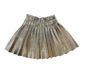 Foil Pleated Skirt, Gold