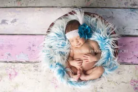 Frosted Aqua Mongolian Faux Fur Rug Newborn Baby Toddler