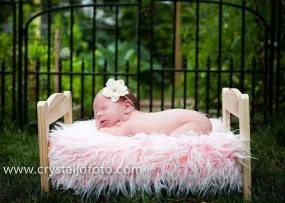 Frosted Light Pink Mongolian Faux Fur Rug Photography Prop Newborn Baby Toddler