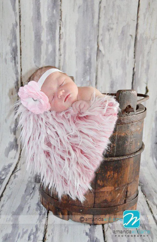 Frosted Red Mongolian Faux Fur Photography Prop Rug Newborn Baby Toddler