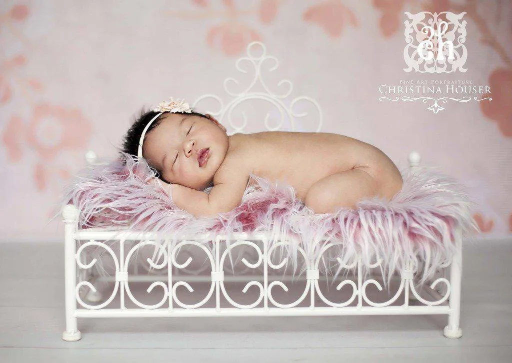 Frosted Red Mongolian Faux Fur Photography Prop Rug Newborn Baby Toddler