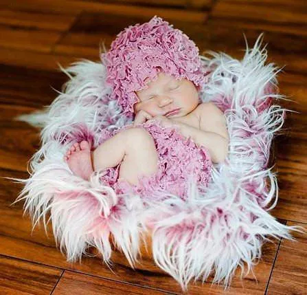 Frosted Red Mongolian Faux Fur Photography Prop Rug Newborn Baby Toddler