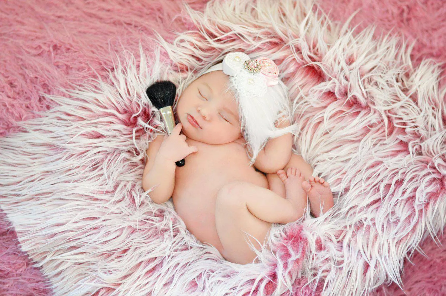 Frosted Red Mongolian Faux Fur Photography Prop Rug Newborn Baby Toddler