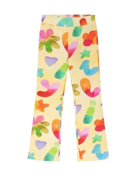 Girls Inky Flowers Yellow Legging Set