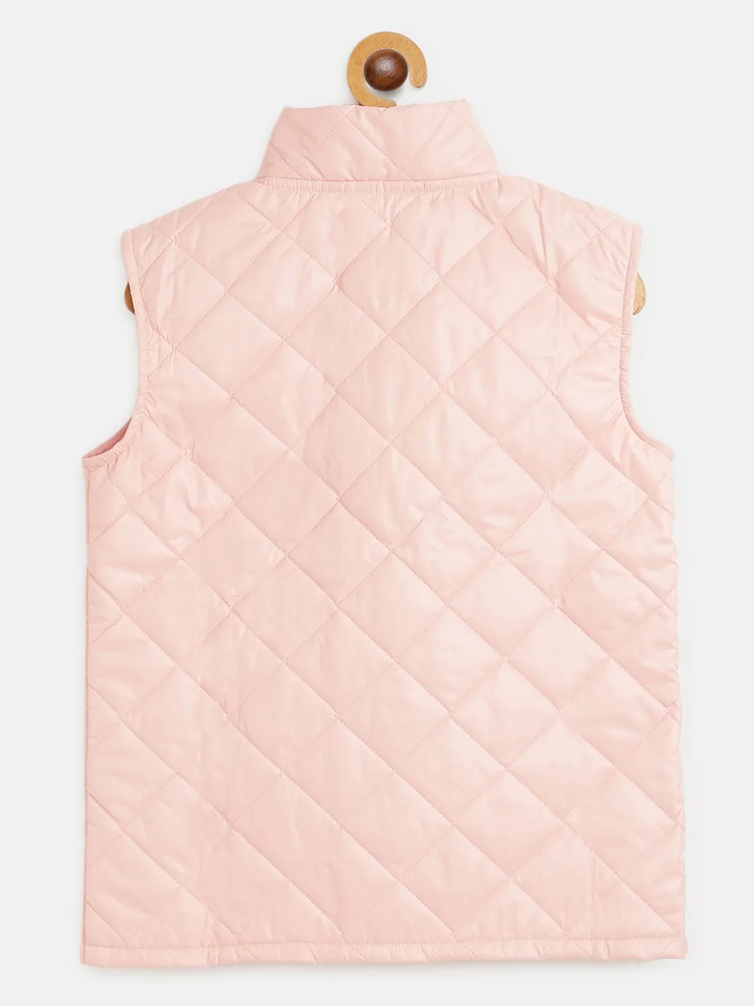 Girls Pink Sleeveless Puffer Jacket